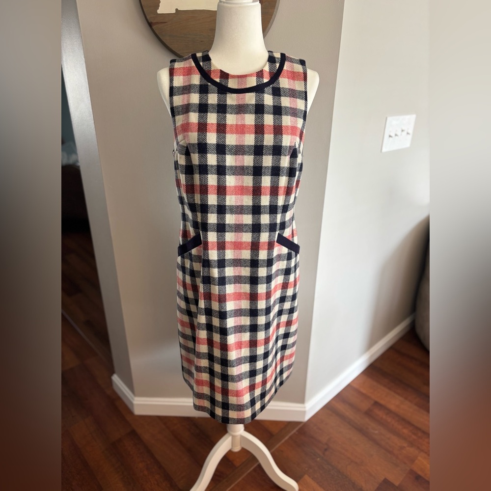 Boden Checkered Midi Dress - Pink, Blue, Cream